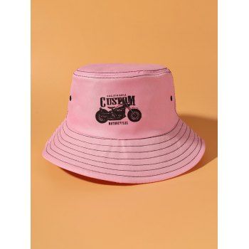 

Motorcycle Graphic Print Bucket Hat, Pink