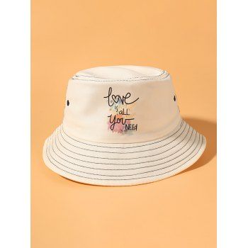 

Slogan Graphic Print Bucket Hat, Beige