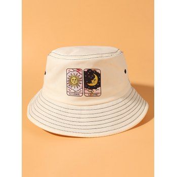 

Sun And Moon Card Pattern Bucket Hat, Beige