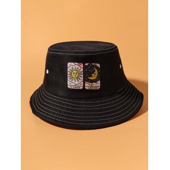 

Sun And Moon Card Pattern Bucket Hat, Black