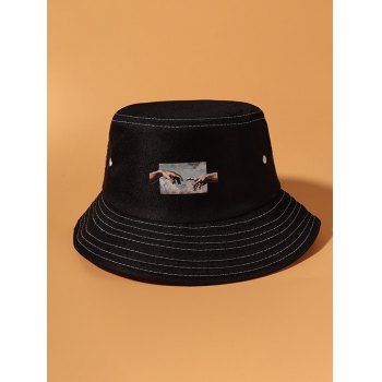 

Hands Printed Bucket Hat, Black