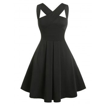 

Vintage Cutout Fit and Flare Dress, Black