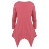 Plus Size Tied Cutout Handkerchief Long Sleeve Tee - RED 5X