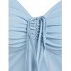 Robe Sanglée à Bretelle à Volants - Bleu clair XL
