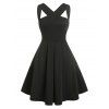 Robe Vintage Ajustée Evasée Découpée - Noir 3X