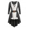 T-shirt Haut Bas de Grande Taille à Fausse Deux Pièces à Lacets - Noir 2X