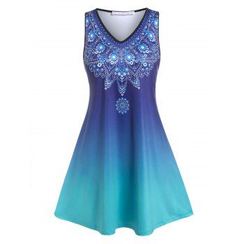 

Plus Size Tribal Print Ombre Color Sundress, Multicolor