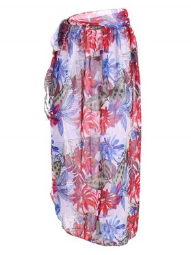 Flower Print Tie Side Maxi Beach Skirt