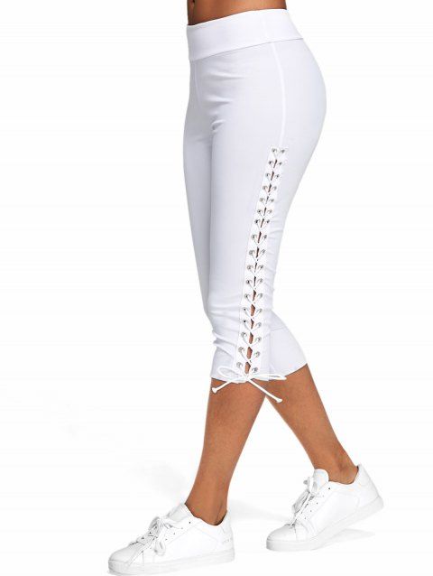 Lace Up Skinny Crop Leggings