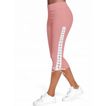 

Lace Up Skinny Crop Leggings, Light pink