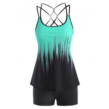 

Dip Dye Slit Caged Tankini Swimwear, Light green