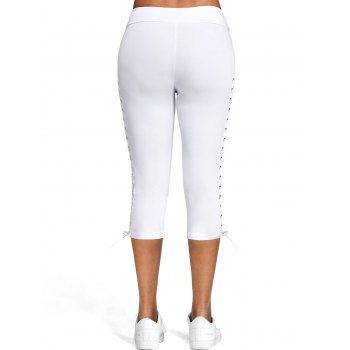 

Lace Up Skinny Crop Leggings, White