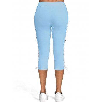 

Lace Up Skinny Crop Leggings, Light blue