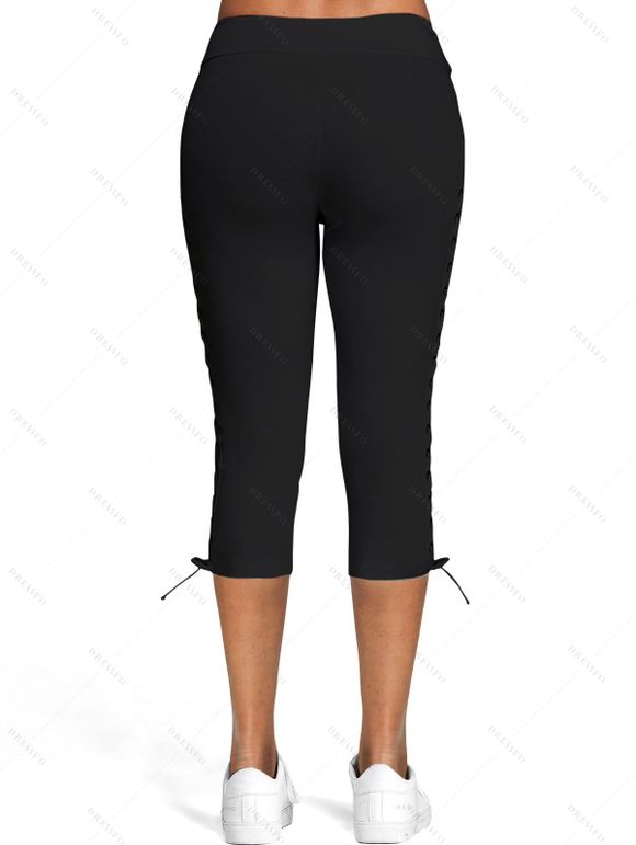 Legging Court Moulant à Lacets - Noir XL