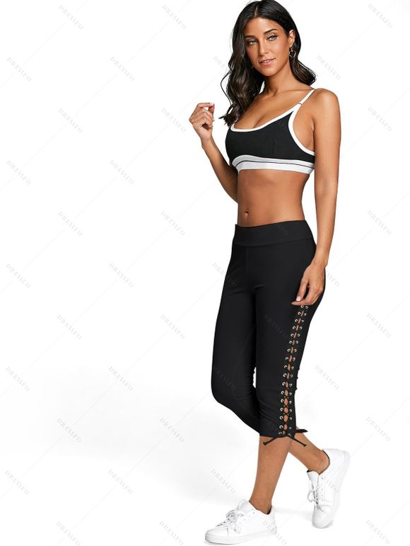 Legging Court Moulant à Lacets - Noir XL