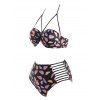 Plus Size Lip Print Ladder Strap Underwire Bikini Swimwear - BLACK 4XL