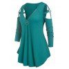 T-shirt à Bretelle Anneau en O à Epaule Dénudée de Grande Taille - Vert profond 1X
