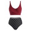 Tummy Control Tankini Swimsuit Polka Dot Bathing Suit Crossover Ruched High Waisted Summer Beach Swimwear