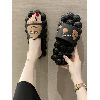 

Poop Pattern Foot Massage Slippers, Black