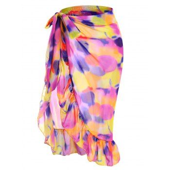

Tie Dye Ruffle Tie Side Beach Skirt, Multicolor