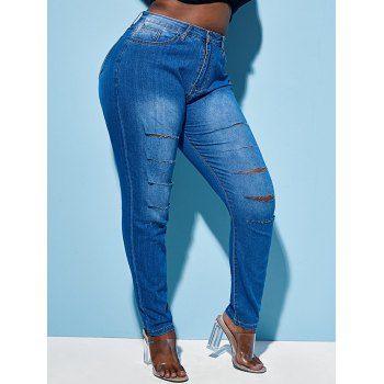 Ladder Ripped Cutout Plus Size Skinny Jeans