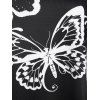 T-shirt Mouchoir à Imprimé Papillon et Fleur de Grande Taille - Noir 4X