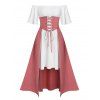 Off The Shoulder Dress and Lace Up Midi Corset Skirt Set - WHITE XL