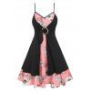 Robe Fleurie Superposée Bague en O - Rose clair XXL
