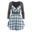 Plus Size Plaid Sweetheart Neck Tee - LIGHT BLUE 2X