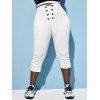 Pantalon Capri Boutonné de Grande Taille - Blanc 4X