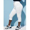 Pantalon Capri Boutonné de Grande Taille - Blanc 4X