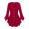 Blouse Boutonnée à Volants Grande Taille - Rouge foncé L