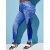 Pantalon Moulant à Imprimé 3D Jean Panneau à Carreaux de Grande Taille - Bleu 1X