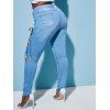 Colorful Lace Up Front Plus Size Skinny Jeans - LIGHT BLUE 5XL