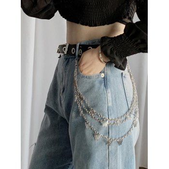 

Butterfly Pendant Triple-Layer Trousers Chain, Silver
