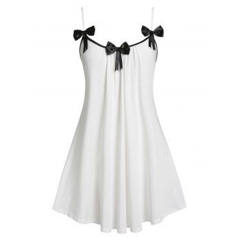 

Plus Size Bowknot Cami Night Dress, White