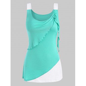 

Colorblock Drape Detail Tank Top, Light green