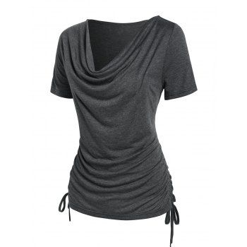 

Cowl Neck Cinched T-shirt, Gray