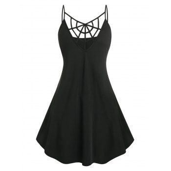 

Plus Size Halloween Spider Web Cutout Dress, Black