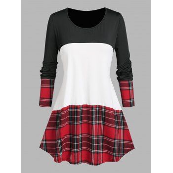 

Plus Size Colorblock Plaid Tee, Multicolor