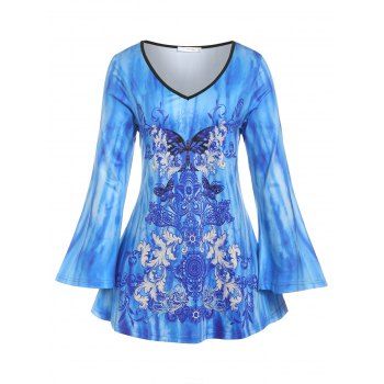 

Plus Size Tribal Print Tie Dye Tee, Blue