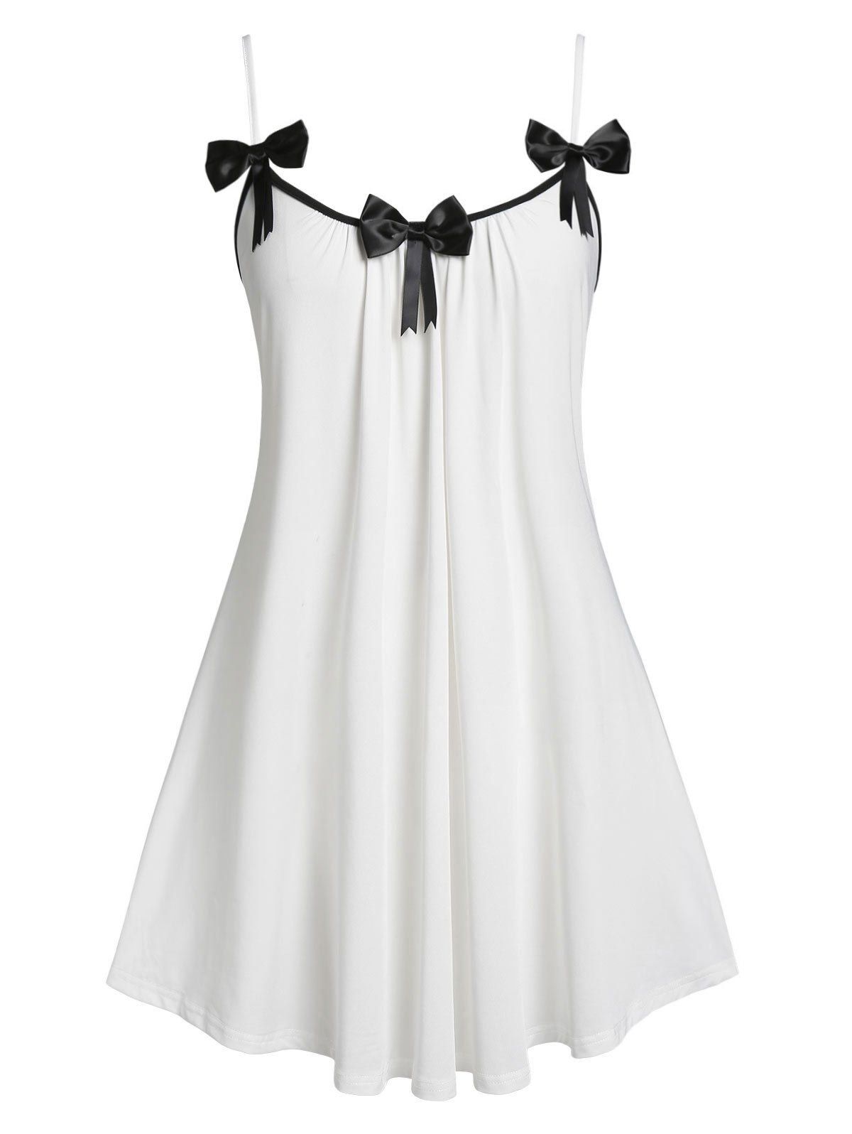 Plus Size Bowknot Cami Night Dress - WHITE L