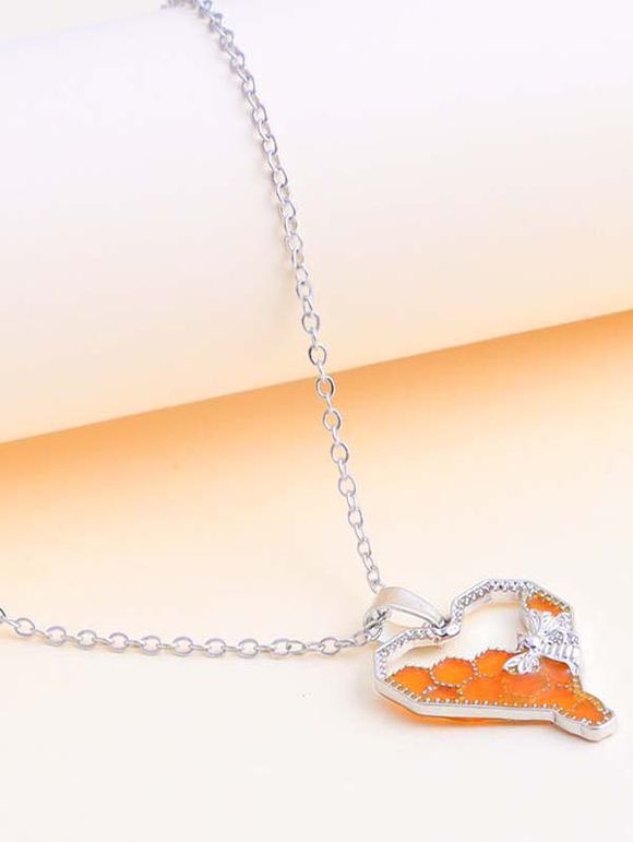 Collier Pendant Abeille et Nid D'Abeille - Argent 