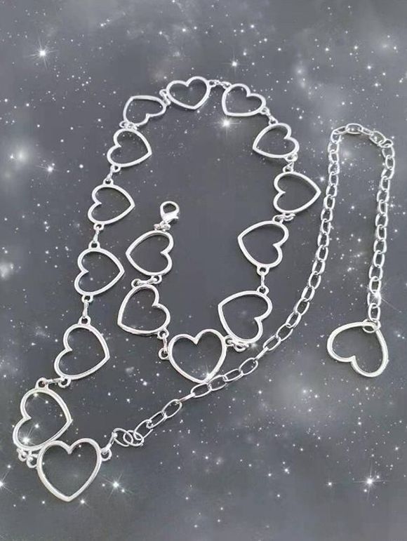 Ceinture Chaîne de Taille Découpée Cœur - Argent 