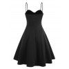 Plaid Polka Dot Mock Button Cami Dress - BLACK XL