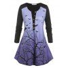 T-shirt D'Halloween à Imprimé Chauve-souris de Grande Taille - multicolor 2X