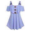 T-shirt Bouclé à Epaule Dénudée de Grande Taille à Volants - Violet clair 2X