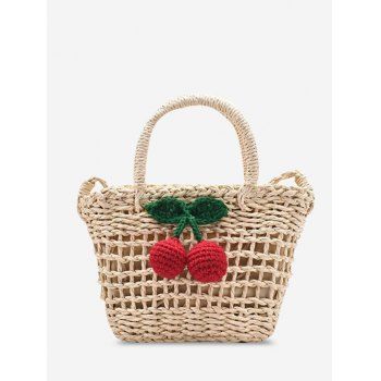 

Woven Cherry Decor Crossbody Bag, White