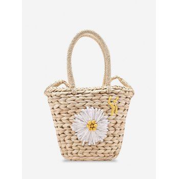 

Raffia Woven Daisy Decor Crossbody Bag, White