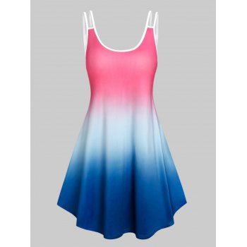 

Ombre Color Sleeveless Tank Dress, Blue